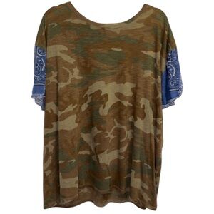 Free People “Clarity Camo Bandana” Oversized  T-Shirt